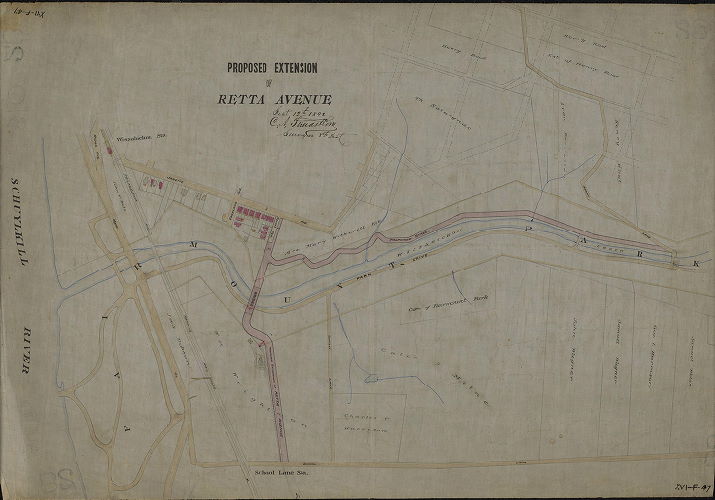Plan, Proposed extension of Retta Avenue