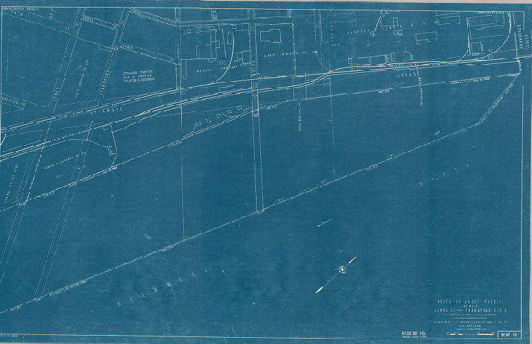 Plan, North and south wharves, Delaware River. Department of Wharves, Docks and Ferries, Philadelphia. NW 11. North Delaware wharves between Jenks St. and Frankford Creek. 