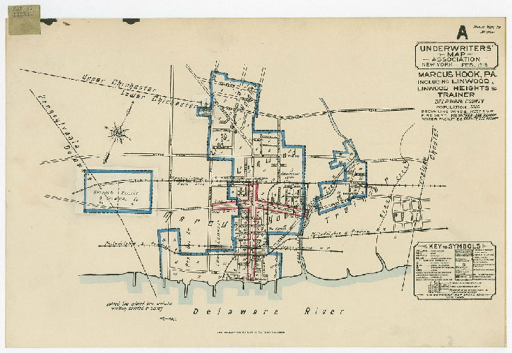 Card A (Map Index), Marcus Hook, Pa., including Linwood, Linwood Heights & Trainer, Delaware County.
