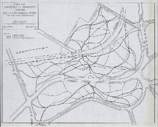 Map of Present and Proposed Paths Wister's Woods Park