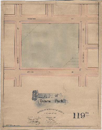 Plan, Plan of Ontario Park [Ordinance June 22, 1892; confirmed Oct. 3, 1892], 1892