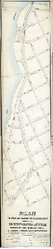 Plan (alternate image), Plan of the revision of grades and footways on Pennsylvania Avenue from Poplar Street to Columbia Avenue [Ordinance June 23, 1862; approved by Board of Surveyors Dec. 1, 1862, 1862