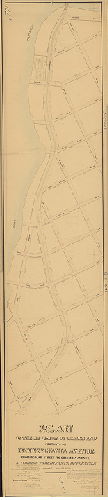 Plan, Plan of the revision of grades and footways on Pennsylvania Avenue from Poplar Street to Columbia Avenue [Ordinance June 23, 1862; approved by Board of Surveyors Dec. 1, 1862, 1862