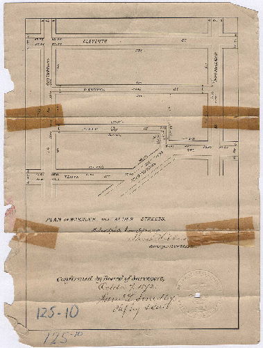 Plan, Plan of Warnock and Alder Streets [Survey returned Jan. 24, 1872; confirmed Oct. 7, 1872], 1872