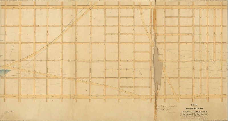Plan, Plan of the Eighth Section of the survey and regulation of the Twenty-first Ward of the City of Philadelphia. [Ordinance Aug. 15, 1855; confirmed by Court June 11, 1860], 1855 ca.
