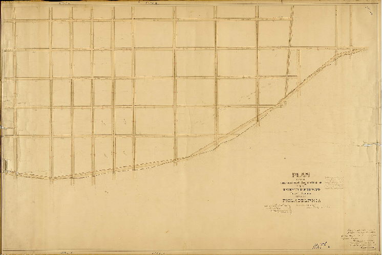 Plan (alternate image), Plan of the line and curb regulations of the Twenty-fifth Ward, Fourth Section, City of Philadelphia. [Resolution Nov. 8, 1860; approved by Board of Surveyors Oct. 20, 1862; confirmed by Court May 18, 1863], 1862