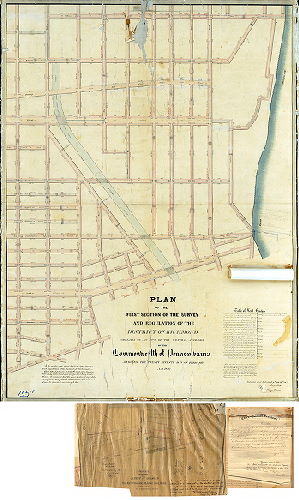 Plan (alternate image), Plan of the First Section of the survey and regulation of the District of Richmond agreeably to an Act of the General Assembly of the Commonwealth of Pennsylvania approved the twenty-seventh day of February A.D. 1847. Surveyed and returned 9th mo 12th 1848 by Joseph Fox, Henry Haines. [Attachments: [Plan of] Property transferred to the District of Richmond by the Philadelphia and Reading Railroad Company [1850] and an 1892 letter from Court of Quarter Sessions noting that the plan was confirmed in 1849] , 1848
