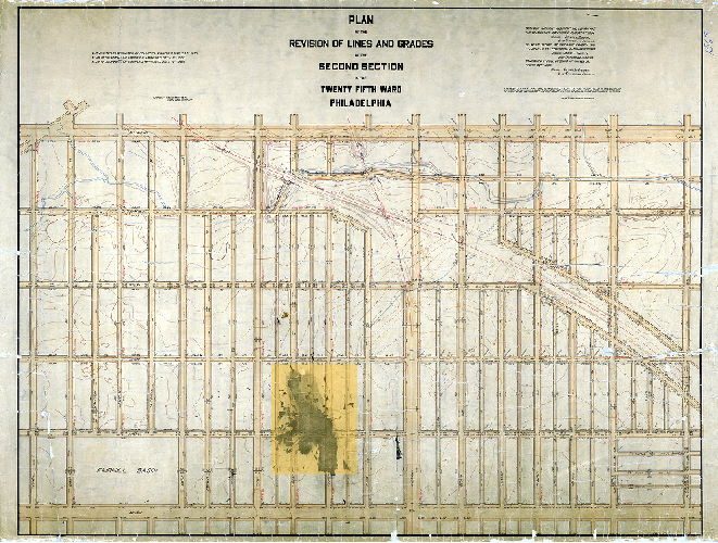 Plan, Plan of the revision of lines and grades of the Second Section in the Twenty-fifth Ward Philadelphia [Ordinances 1870, 1880 and 1885; confirmed 1884, 1885 and 1886], 1884