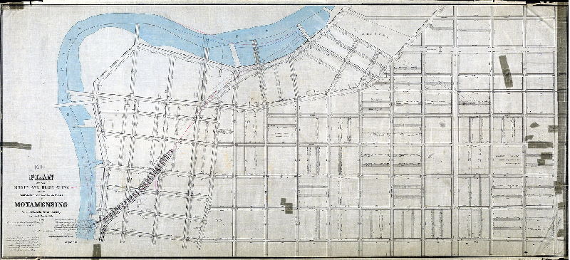 Plan, Plan of the survey and regulation of the southwestern portion of the late District of Moyamensing, as authorized by Act of Assembly approved March 29th, 1850, 1861