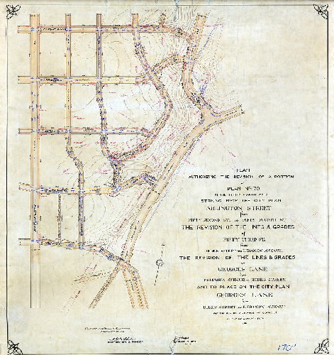 Plan, Plan authorizing the revision of a portion of Plan No. 170 in the Thirty-fourth Ward striking from the City Plan Arlington Street from Fifty-second St. to Fifty-fourth St. The revision of the lines and grades of Fifty-third St. from Berks Street to Lebanon Avenue. The revision of the lines and grades of Georges Lane from Columbia Avenue to Berks Street and to place on the City Plan Georges Lane from Berks Street to Lebanon Avenue [Ordinance Jan. 30, 1913; confirmed Nov. 3, 1913, 1913