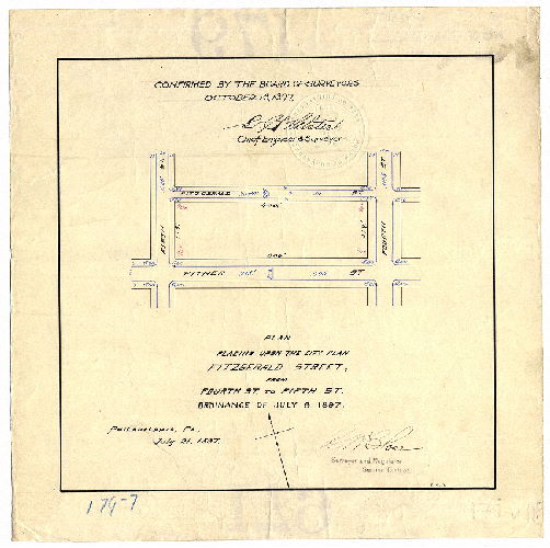 Plan, Plan placing upon the city plan Fitzgerald Street from Fourth Street to Fifth Street [Ordinance July 9, 1897; confirmed Oct. 18, 1897], 1897