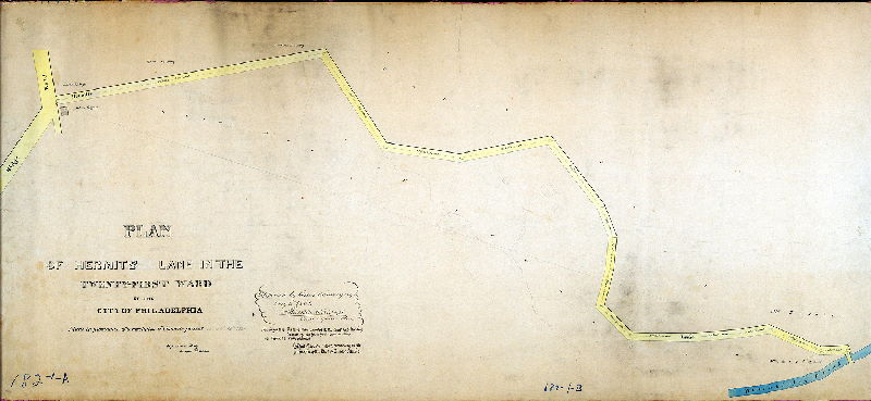 Plan (alternate image), Plan of Hermits Lane in the 21st Ward, the city of Philadelphia [Resolution March 16, 1861; approved by Board of Surveyors May 6, 1861; confirmed by Court Sept. 19, 1861], 1861