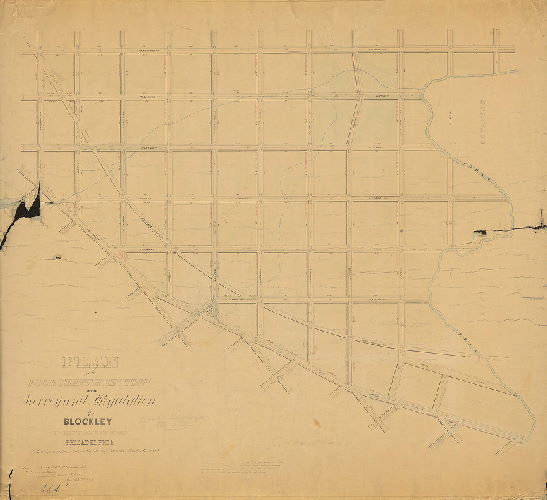 Plan, Plan of the Fourteenth Section of the survey and regulation of Blockley, Twenty-fourth Ward Philadelphia. [Resolution Nov. 1858; approved by Board of Surveyors Dec. 19, 1870] , 1870