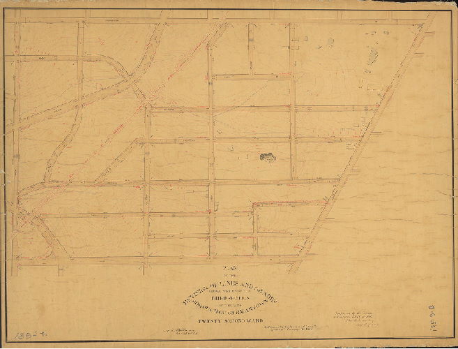 Plan, Plan of the revision of lines and grades upon a portion of the Third Section of the late Borough of Germantown, Twenty-second Ward. [Ordinance Jan. 19, 1885; confirmed April 19, 1886], 1886