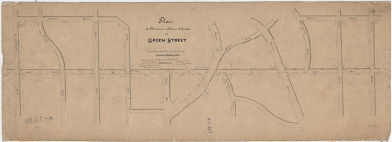 Plan, Plan of revision of lines & grades of Green [Greene] Street [Ordinance March 15; 1887; confirmed Oct. 17, 1887], 1887