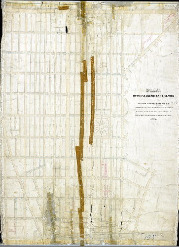 Plan (alternate image), Plan of the adjustment of grades in part of the First Section of the Nineteenth Ward, agreeably to resolutions of Councils passed the twenty-eighth day of April and the twenty-ninth day of October A.D. 1860. , 1860 ca.