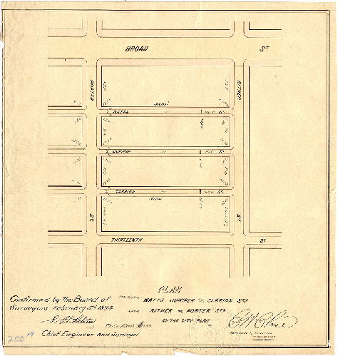 Plan, Plan for placing Watts, Juniper and Clarion Sts. from Ritner to Porter Sts. on the City Plan. Phila. [Ordinance March 30, 1893; confirmed Feb. 5, 1894] , 1894