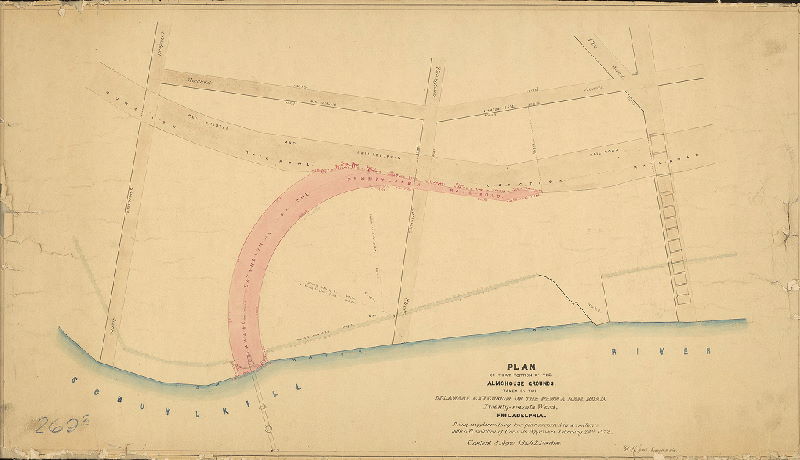 Plan, Plan of that portion of the Almshouse grounds taken by the Delaware Extension of the Penn'a. Rail Road, Twenty-seventh Ward, Philadelphia. Being supplementary to a plan prepared in accordance with a resolution of Councils approved February 24th 1872. , 1873