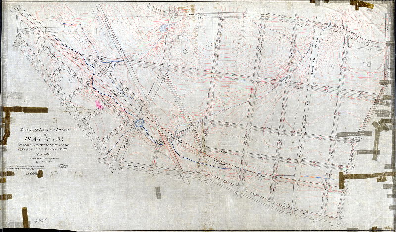 Plan, Revision of lines and grades on Plan No. 285 bounded by Nicetown Lane, Abbotsford Ave., Wissahickon Ave. and Schuylkill River, 28th Ward [Ordinance Feb. 11, 1889, survey returned Dec. 9, 1893; confirmed Feb. 19, 1894], 1893