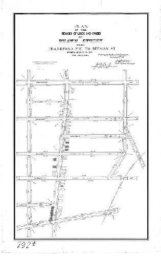 Plan, Plan of the revision of lines and grades of Rhawn Street from Frankford Ave. to Ditman St., Forty-first Ward, Phila. [Ordinance Nov. 10, 1900; survey returned Jan. 19, 1901; confirmed Feb. 4, 1901], 1901