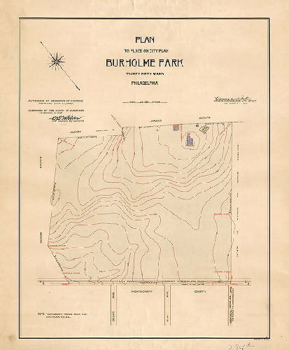 Plan, Plan to place on City Plan Burholme Park. 35th Ward Philadelphia. [Ordinance July 27, 1905; confirmed Nov. 6, 1905], 1905