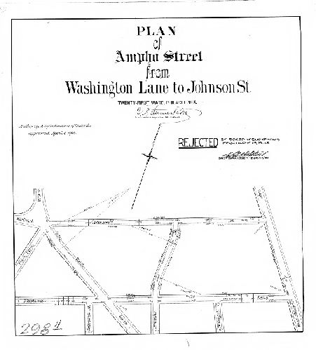 Plan, Plan of Ampho Street, Washington Lane to Johnson St., Twenty-first Ward, Philadelphia [Ordinance April 4, 1903; rejected Feb. 19, 1906], 1906