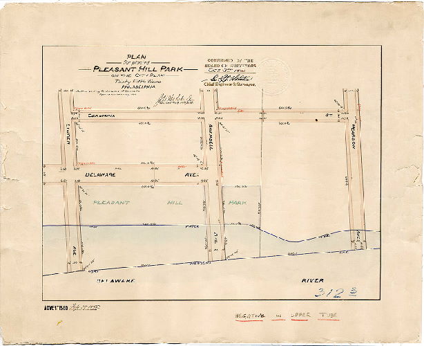 Plan, Plan for placing Pleasant Hill Park on the City Plan, Thirty-fifth Ward, Philadelphia [Ordinance June 27, 1892; confirmed Oct. 3, 1892], 1892
