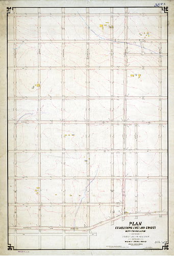 Plan, Plan establishing lines and grades with topography on the Thirty-sixth section of the Twenty-third Ward Philadelphia [Ordinance Sept. 21, 1887; no confirmation date], 1890 ca.