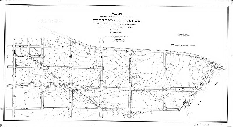 Plan, Plan revising the lines and grades of Torresdale Avenue from Convent Avenue to City Line at Poquessing Creek and of streets adjacent to thereto. Forty-first Ward, Philadelphia. [Ordinance June 30, 1910; survey returned Aug. 19, 1910; confirmed April 7, 1913], 1910