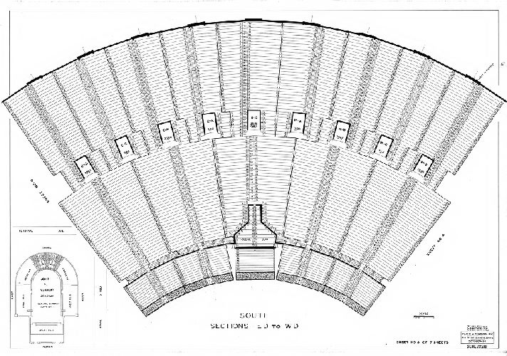 Plan, [John F. Kennedy Stadium] South Sections - ED to WD. Sheet No. 5 of 7 sheets. Plans and Registry Division, Bureau of Engineering, Surveys, Zoning. October '36. Revised [to] Dec. 1959, 1959