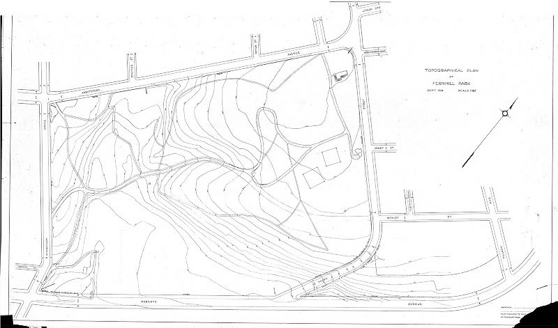Plan, Topographical plan of Fernhill Park, 1924
