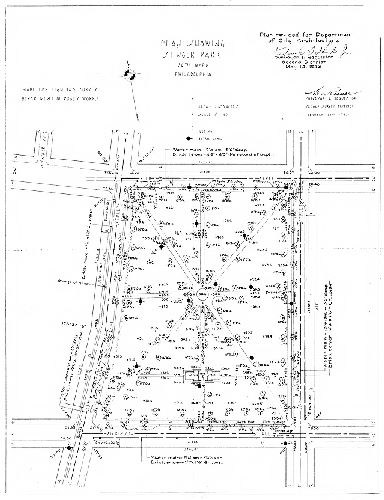 Plan, Plan showing Singer Park, 36th Ward, Philadelphia. Made for Lighting Survey, Department of Public Works. , 1933