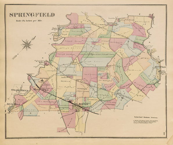 Springfield, Atlas of Delaware County, Pennsylvania, 1870