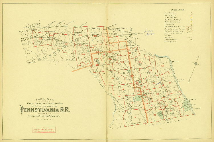 Index, Atlas of Properties Along the Pennsylvania R.R. from Overbrook to Malvern Station, 1900