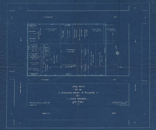Plan, Jury plan for condemnation of property for Starr Garden, 5th Ward [Ordinance Dec. 28, 1892; survey returned Jan. 30, 1894; confirmed Feb. 5, 1894], 1894
