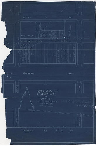 Plan, Plan and profile of Davis St., 13th St. to Ontario St. Sept. 28, 1893. , 1893