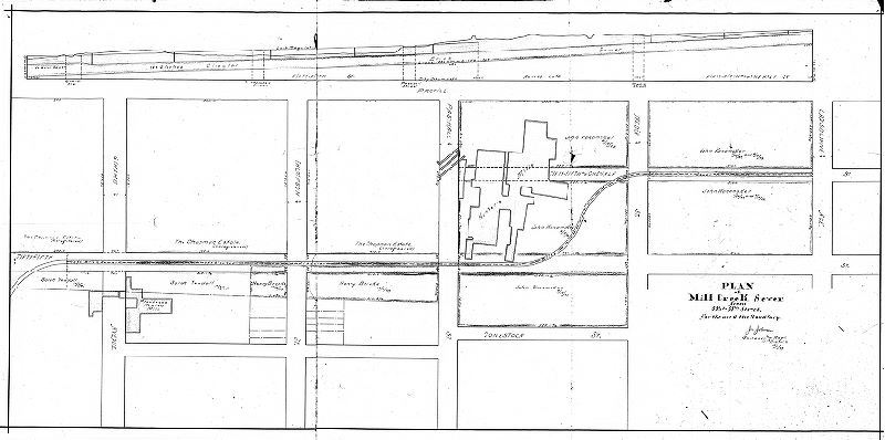 Plan, Plan of Mill Creek Sewer from 55-1/2 to 55th St. For use of the Road Jury. Dec. 1, 1893 [See JP-SD7th_08 for original color tracing], 1893
