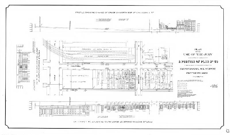Plan, Plan for the use of the jury in the matter of the revision of a portion of Plan No. 58 made necessary by the construction of the Pennsylvania Ave. Subway. Fifteenth Ward, Philadelphia, 1897