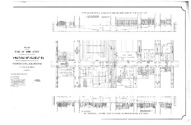 Plan, Plan for the use of the jury in the matter of the revision of a portion of Plan No. 58 made necessary by the construction of the Pennsylvania Ave. Subway. Fourteenth Ward, Philadelphia, 1897