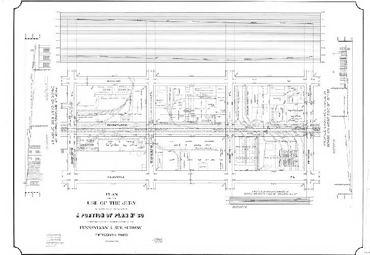 Plan, Plan for the use of the jury in the matter of the revision of a portion of Plan No. 63 made necessary by the construction of the Pennsylvania Ave. Subway. Fifteenth Ward, Philadelphia, 1896