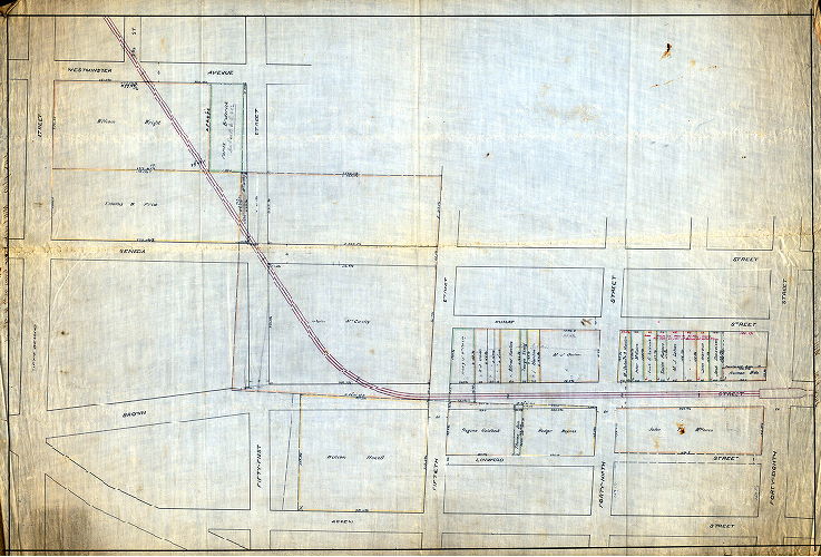 Plan, [Handwritten title on reverse: "Jury Plan. Mill Creek Sewer from 48th to 51-1/2 St." No date], 1890 ca.