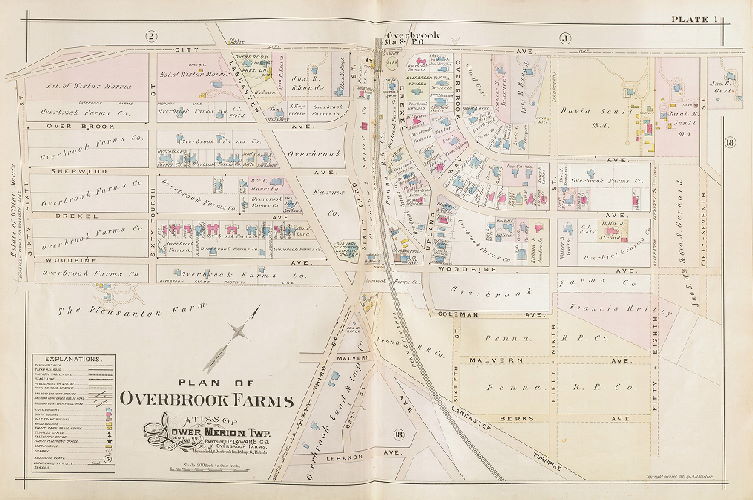 Plate 1, Atlas of Lower Merion, Montgomery Co., including part of Delaware Co. and Overbrook Farms, Wynnefield, and Overbrook Impr. Co., Philadelphia, 1896