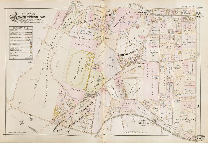 Plate 3, Atlas of Lower Merion, Montgomery Co., including part of Delaware Co. and Overbrook Farms, Wynnefield, and Overbrook Impr. Co., Philadelphia, 1896