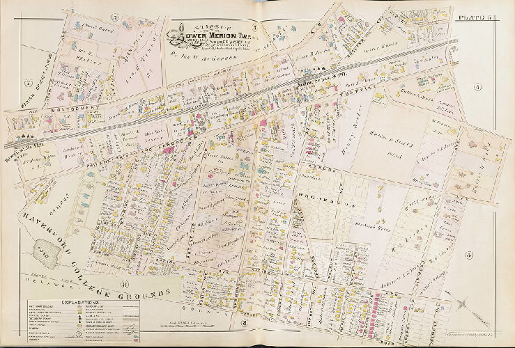 Plate 6, Atlas of Lower Merion, Montgomery Co., including part of Delaware Co. and Overbrook Farms, Wynnefield, and Overbrook Impr. Co., Philadelphia, 1896