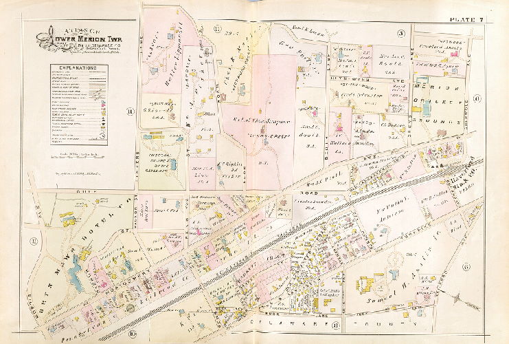 Plate 7, Atlas of Lower Merion, Montgomery Co., including part of Delaware Co. and Overbrook Farms, Wynnefield, and Overbrook Impr. Co., Philadelphia, 1896