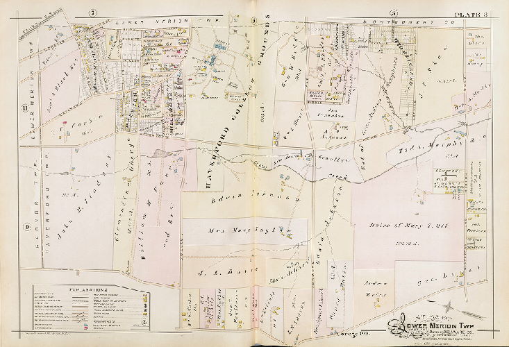Plate 8, Atlas of Lower Merion, Montgomery Co., including part of Delaware Co. and Overbrook Farms, Wynnefield, and Overbrook Impr. Co., Philadelphia, 1896