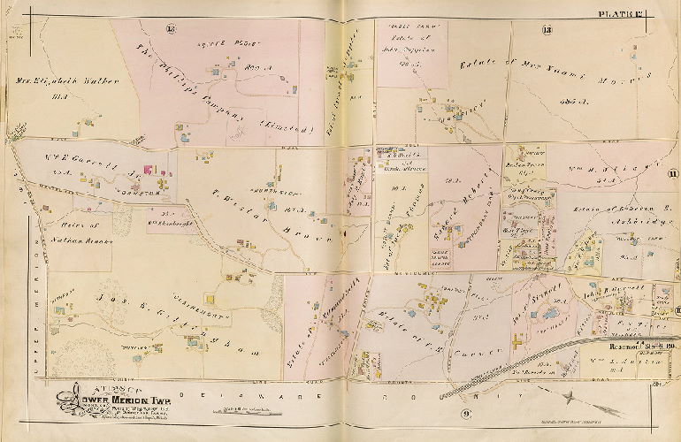 Plate 12, Atlas of Lower Merion, Montgomery Co., including part of Delaware Co. and Overbrook Farms, Wynnefield, and Overbrook Impr. Co., Philadelphia, 1896