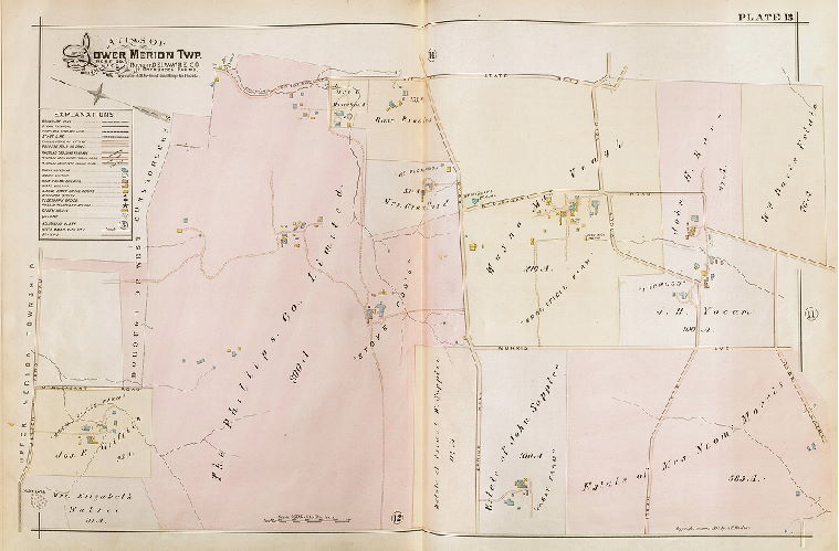 Plate 13, Atlas of Lower Merion, Montgomery Co., including part of Delaware Co. and Overbrook Farms, Wynnefield, and Overbrook Impr. Co., Philadelphia, 1896
