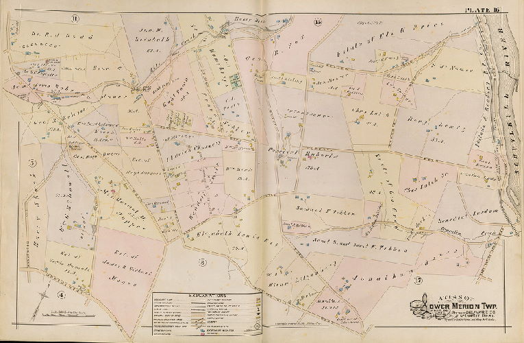 Plate 16, Atlas of Lower Merion, Montgomery Co., including part of Delaware Co. and Overbrook Farms, Wynnefield, and Overbrook Impr. Co., Philadelphia, 1896