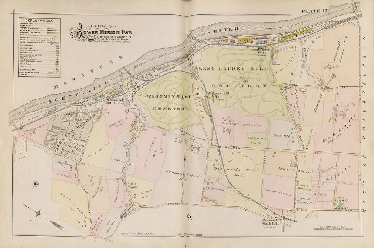 Plate 17, Atlas of Lower Merion, Montgomery Co., including part of Delaware Co. and Overbrook Farms, Wynnefield, and Overbrook Impr. Co., Philadelphia, 1896